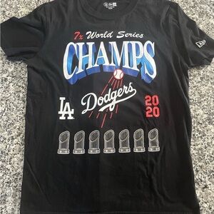 New Era Black Logo-Print Crewneck Tee